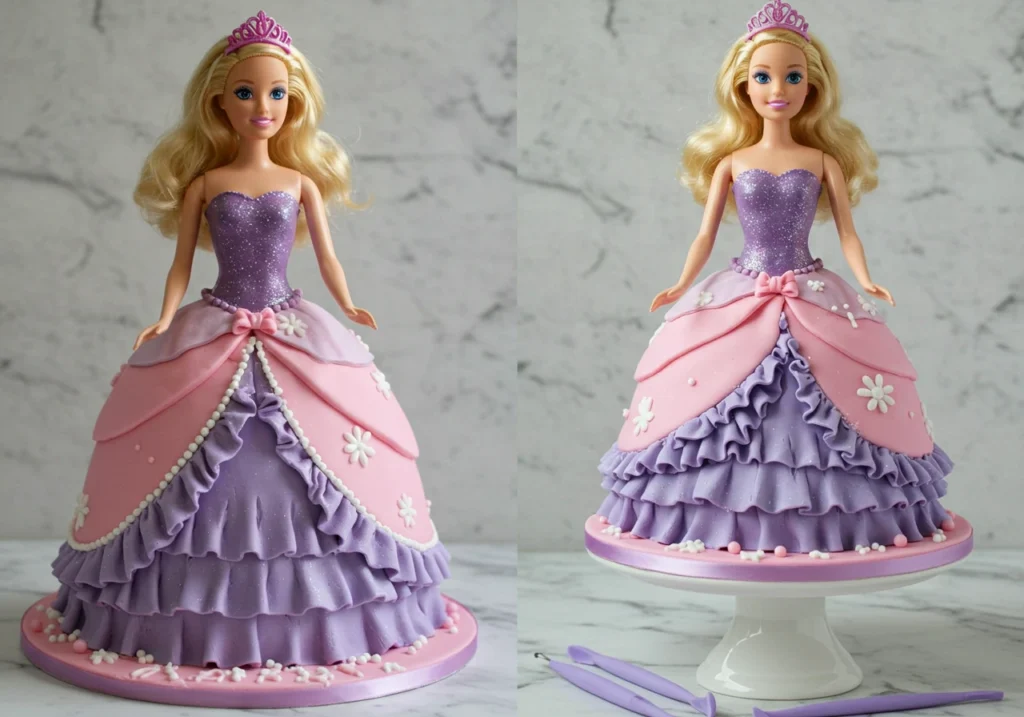 Tips for decorating Barbie cakes: themed Barbie doll, fondant designs, and edible accessories.